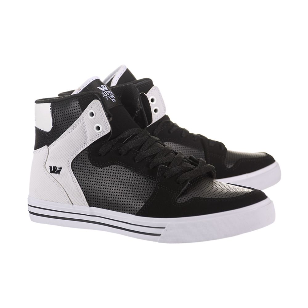 Baskets Montantes Supra Vaider Noir Blanche Black/White-White Homme | DMW-60485537